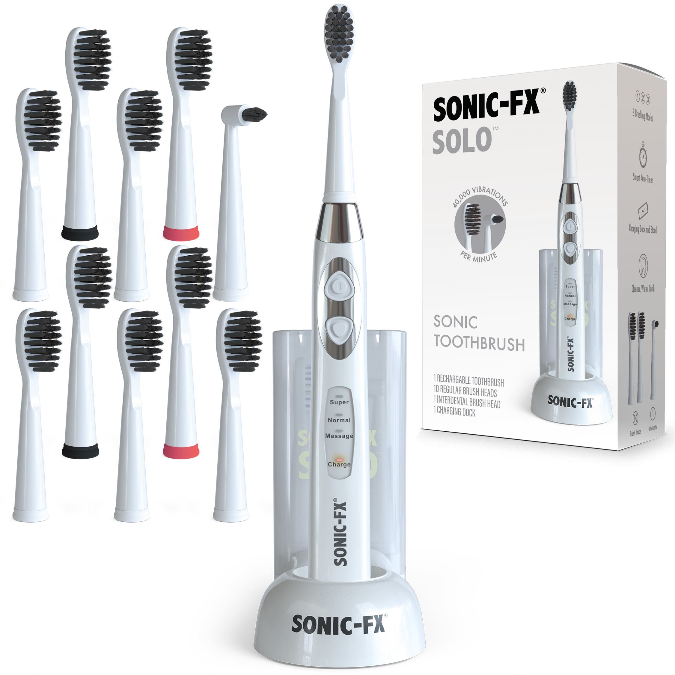 Sonic-FX Solo with 8 Brush Heads in White