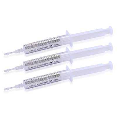 Three 10mL whitening gel syringes.